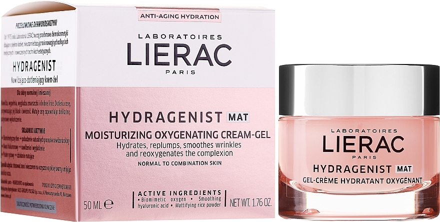 Mattifying Cream-Gel for Normal & Combination Skin - Lierac Hydragenist Moisturizing Cream-Gel Oxygenating Replumping — photo N2