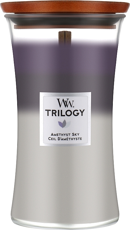 Scented Candle in Glass - Woodwick Trilogy Hourglass Candle Amethyst Sky — photo N1