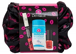 Fragrances, Perfumes, Cosmetics Set - Dermacol Sexy Look (lip/colour/3ml + remover/120ml + nail/polish/12ml + bag)