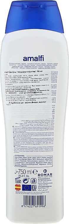 Hair Shampoo 'Natural Cream' - Amalfi Natural Cream Shampoo — photo N2