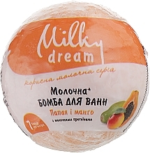 Fragrances, Perfumes, Cosmetics Bath Bomb "Papaya and Mango" with Milk Proteins and Flax Oil - Milky Dream