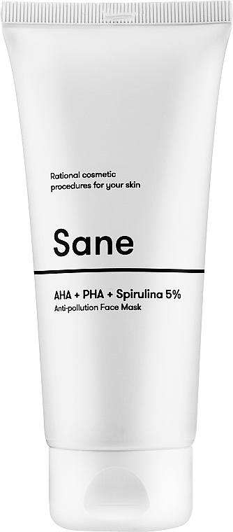 Detox Face Mask with AHA + PHA + 5% Spirulina - Sane AHA + PHA + Spirulina 5% Anti-pollution Face Mask — photo N4