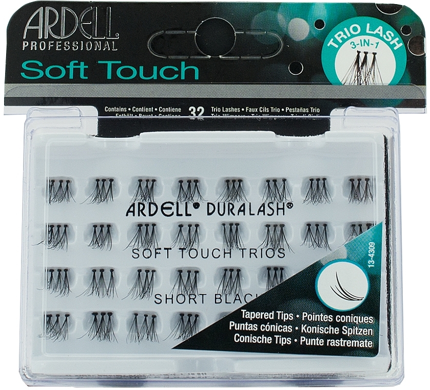 Flase Lashes - Ardell Professional Duralash Individual Soft Touch Trios Short Black — photo N1