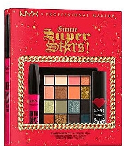 Set - NYX Professional Gimme Super Stars Glam Side (mascara/10ml + lipstick/3.5g + eye/palette/13.28g) — photo N2