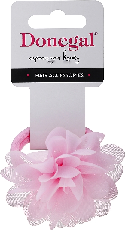 Hair Tie, FA-5707, pink with flower - Donegal — photo N1