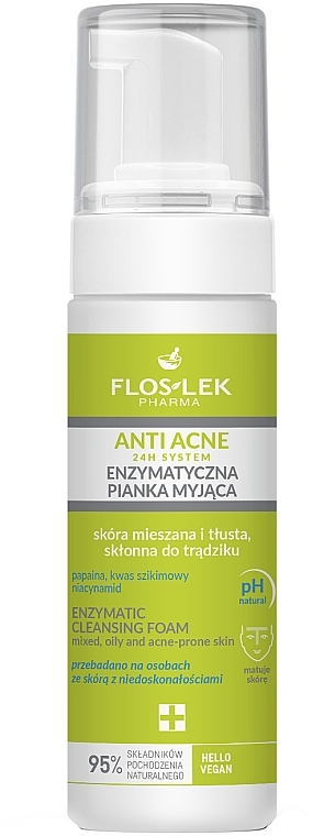 Cleansing Foam for Combination & Oily Skin - Floslex Anti Acne 24H System Enzymatic Cleansing Foam — photo N1