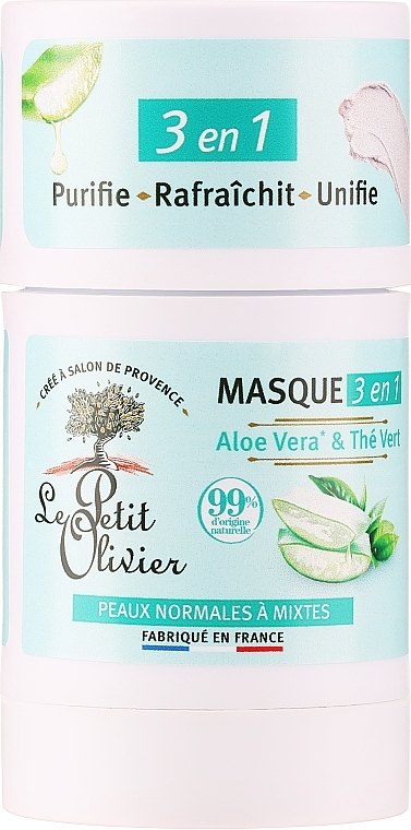 3-in-1 Aloe Vera & Green Tea Face Mask - Le Petit Olivier Aloe Vera & Green Tea 3in1 Face Mask — photo N1