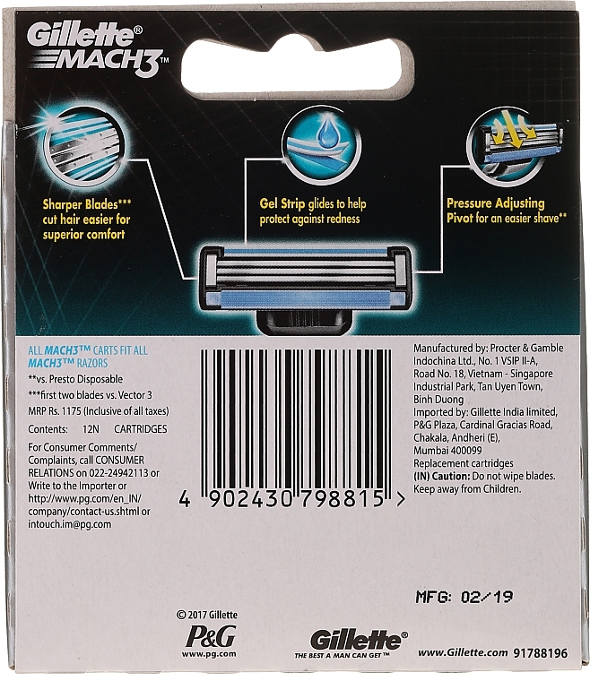 Shaving Razor Rifills, 12 pcs. - Gillette Mach3 XXL — photo N13