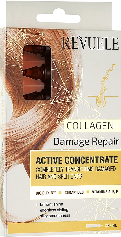 Hair Ampoules "Damage Repair" - Revuele Active Hair Concentrate Collagen+ Damage Repair — photo N2