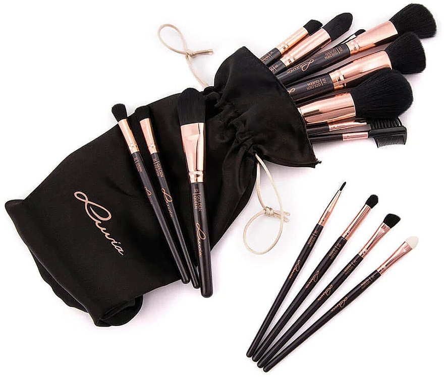 Makeup Brush Set, 15 pcs - Luvia Cosmetics Golden Queen Brush Set — photo N3