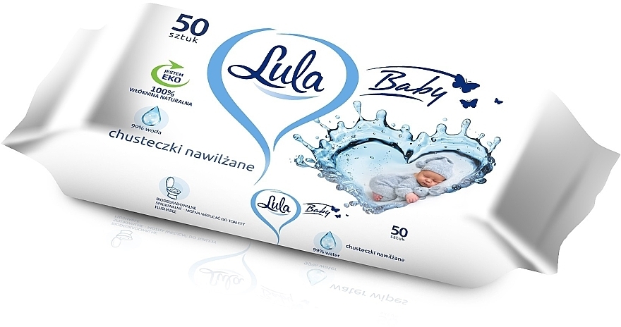 99% Water-Based Wet Wipes, 50 pcs. - Lula Baby — photo N1