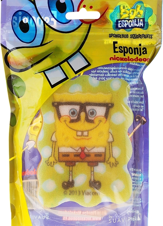 Bath Sponge "Spongebob", Spongebob with Glasses - Suavipiel Sponge Bob Bath Sponge — photo N4