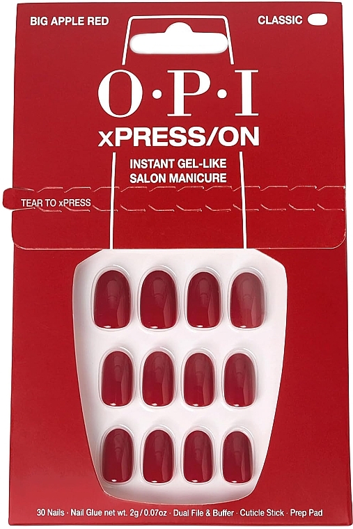 False Nail Set - OPI Xpress/On Big Apple Red — photo N1