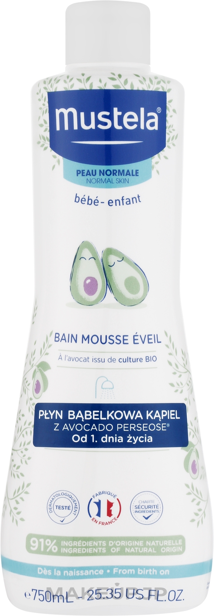 Avocado Bath Foam - Mustela Bebe Avocado Multi-Sensory Bubble Bath — photo 750 ml