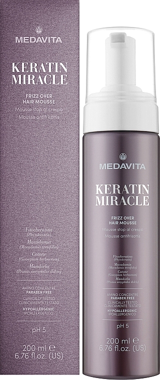 Smoothing Anti-Frizz Hair Mousse - Medavita Keratin Miracle Frizz Over Hair Mousse — photo N2