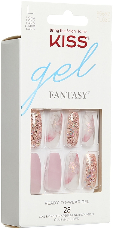 False Nail Set with Glue, L - Kiss Glam Fantasy Nails Dreams — photo N2