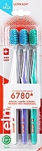 Ultra-Soft Toothbrushes, white + purple + turquoise - Elmex Swiss Made — photo N1