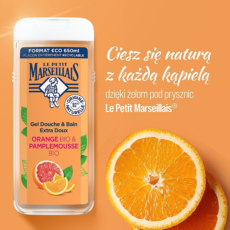 Orange & Grapefruit Shower Gel - Le Petit Marseillais Orange Bio & Pamplemousse — photo N3