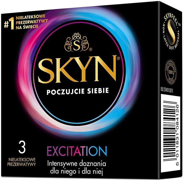 Non-Latex Condoms, 3 pcs - Unimil Skyn Excitation — photo N1