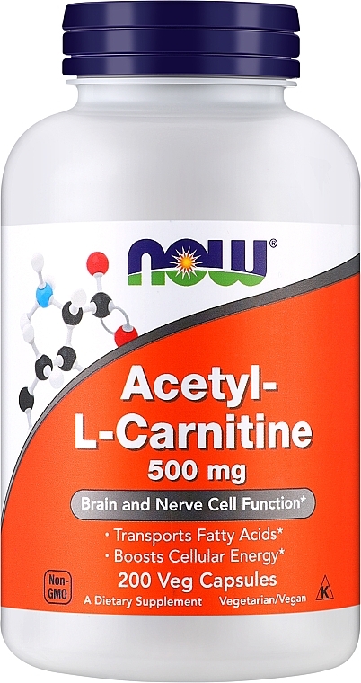 Food Supplement "Carnitine", capsules, 500mg - Now Foods Acetyl-L-Carnitine — photo N1