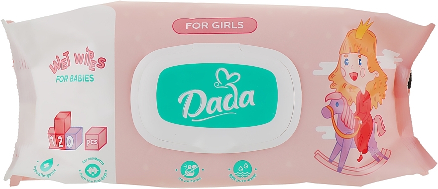 Unscented Wet Wipes for Girls, with valve - Dada Wipes For Girls — photo N2