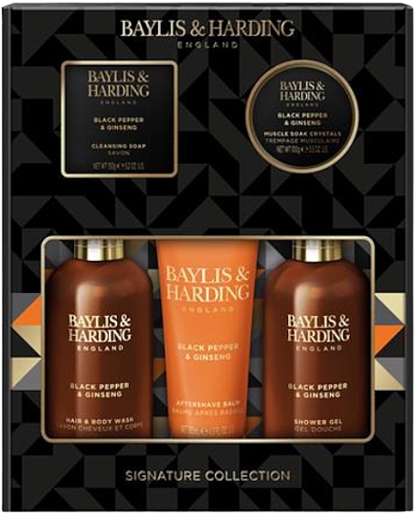 Set, 5 products - Baylis & Harding Black Pepper & Ginseng Perfect Grooming Pack Gift Set — photo N1