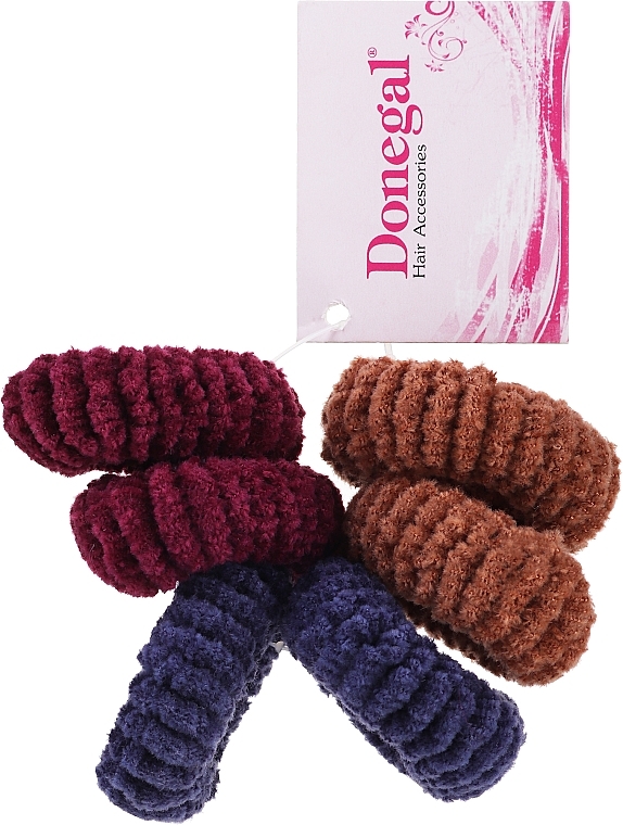 Elastic Hair Bands, FA-5828, 6 pcs, dark blue, brown, burgundy - Donegal — photo N4