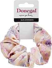 Fragrances, Perfumes, Cosmetics Scrunchie, FA-5647, light beige with flowers - Donegal