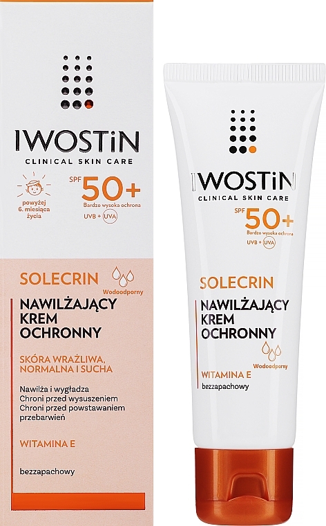 Sunscreen for Sensitive, Normal & Dry Skin SPF 50+ - Iwostin Solecrin Protective Cream SPF 50+ — photo N2