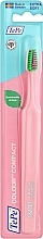 Toothbrush, super soft, pink with green bristles - TePe Colour Compact X-Soft Gul — photo N1