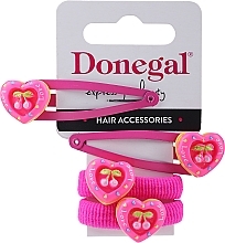 Fragrances, Perfumes, Cosmetics Hair Clip & Tie Set, FA-5663+1, pink, hearts - Donegal