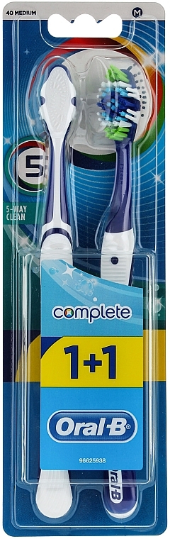 Toothbrush Set '5-Way Cleaning Complex', 40 medium, blue + blue - Oral-B Bomplete 5 Way Clean — photo N1