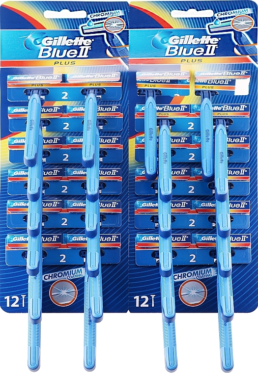 Disposable Shaving Razor Set, 24 pcs - Gillette Blue II Plus — photo N1