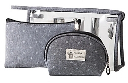 3in1 Cosmetic Bag Set, grey - Ecarla Cosmetic Kit 3in1 — photo N1