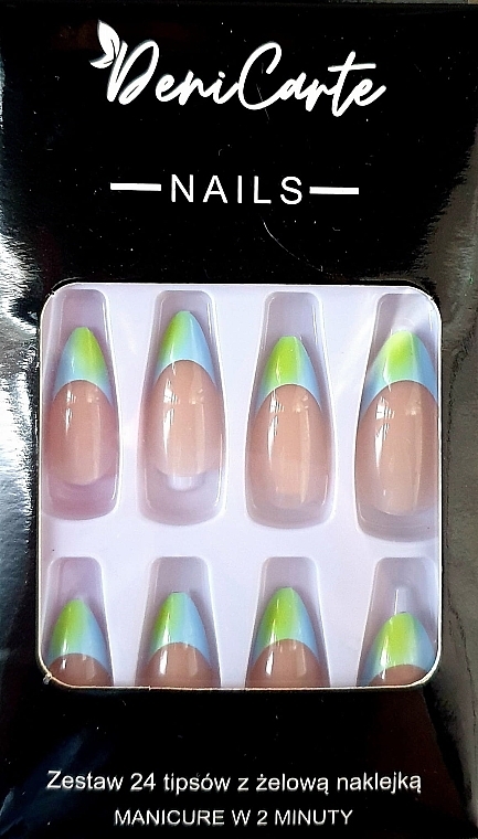 Almond Nail Tips, 24 pcs - Deni Card Nails 9966 — photo N1