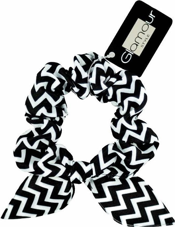 Elastic Hair Band, 000233, black-white - Glamour — photo N2