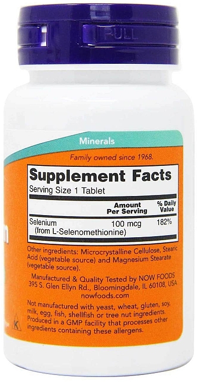 Selenium, tablets, 100mg - Now Foods Selenium — photo N3