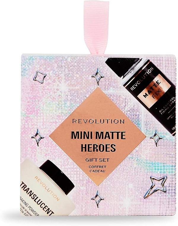 セット - Makeup Revolution Mini Matte Heroes Gift Set (fix/spray/30ml+powder/10g)	 — photo N2