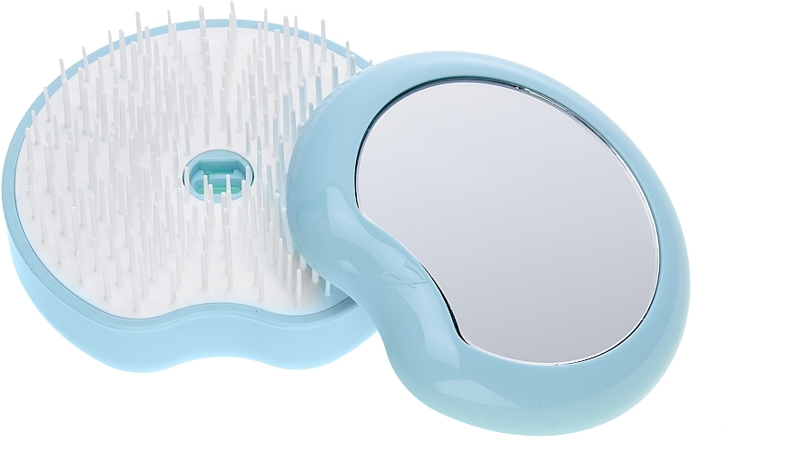 Compact Hair Brush, d 84 mm, turquoise - Janeke The Original Pomme Brush With Mirror — photo N2