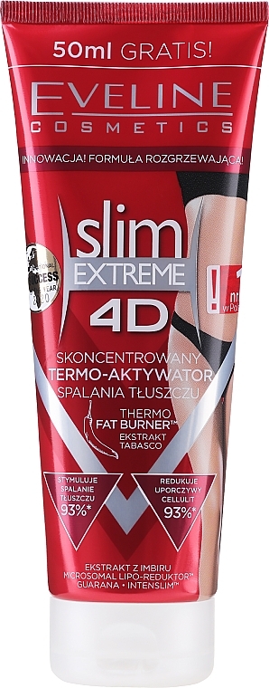 Thermoactive Body Shaping Cream Gel - Eveline Cosmetics Slim Extreme 4D Thermo Fat Burner — photo N1
