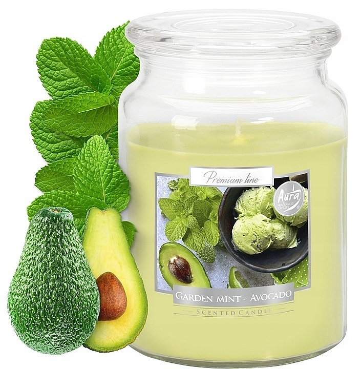 Premium Scented Candle in Jar 'Mint & Avocado' - Bispol Premium Line Aura Garden Mint & Avocado — photo N1