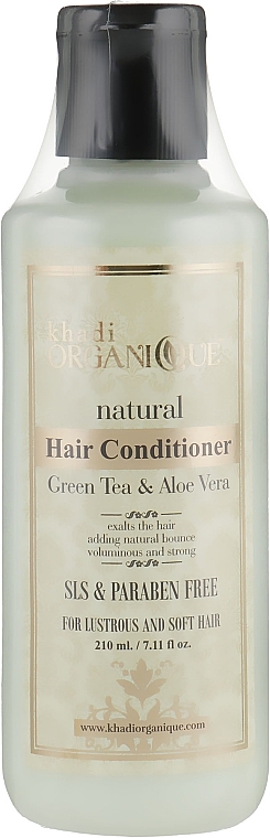 Natural Herbal Ayurvedic Conditioner "Green Tea & Aloe Vera", SLS-free - Khadi Organique Greentea Aloevera Hair Conditioner — photo N1