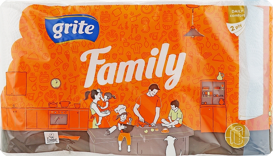 Paper Towels "Family", 2 layers, 83 sheets, 2 rolls - Grite — photo N1