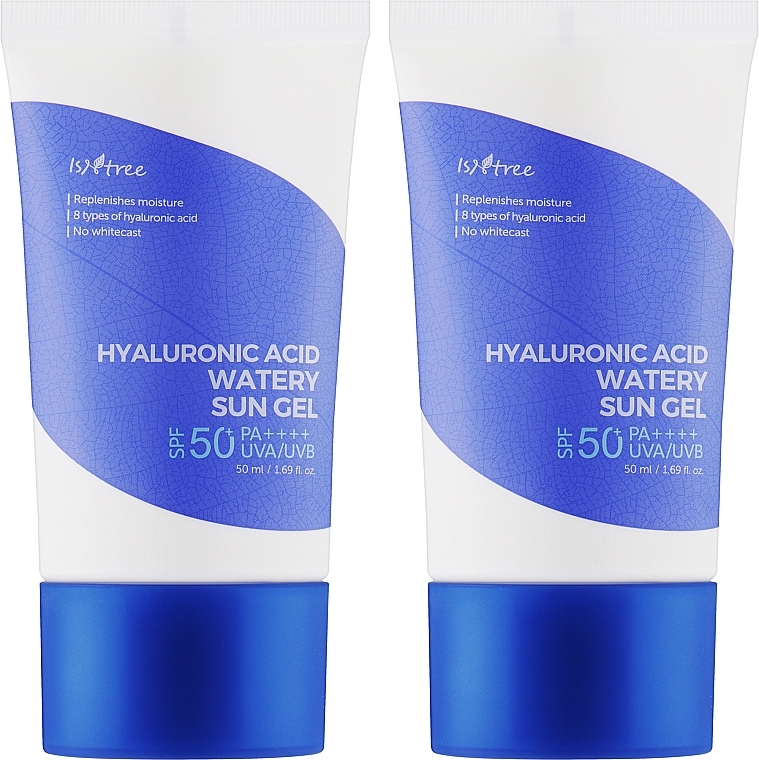 Sunscreen Gel Set - IsnTree Hyaluronic Acid Watery Sun Gel SPF 50+ PA++++ (gel/2x50ml) — photo N4