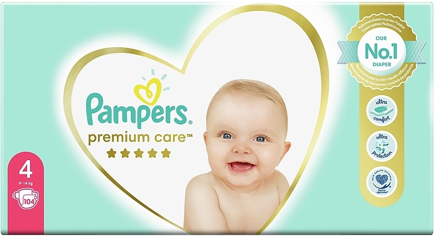 Pampers Premium Care diapers. Size 4 (Maxi), 9-14 kg, 104 pcs - Pampers — photo N2
