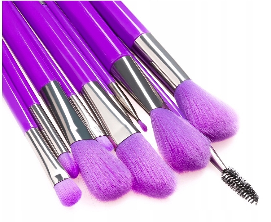 Neon-Purple Makeup Brush Set, 10 pcs. - Beauty Design — photo N4