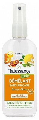 Organic Hair Spray - Natessance Kids Organic No Rinse Detangling Spray Orange Lemon — photo N1