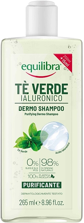 Green Tea & Hyaluronic Acid Shampoo - Equilibra Purifying Dermo Shampoo — photo N1