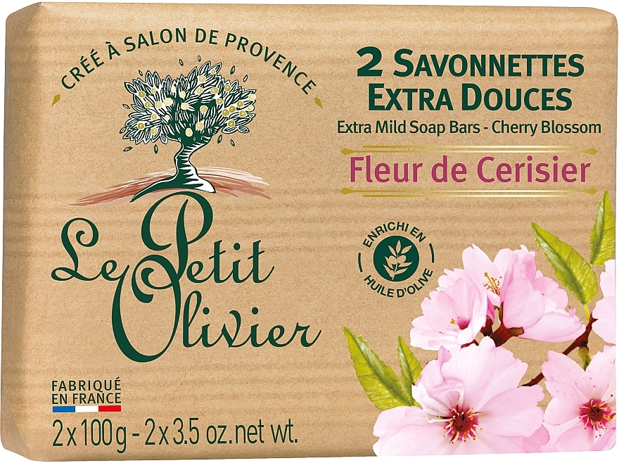 Extra Mild Soap with Cherry Blossom Extract - Le Petit Olivier Vegetal Oils Soap Cherry Blossom — photo N2