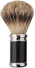 Shaving Brush with Chrome Handle - Golddachs Carbon Optic Finest Badger Shaving Brush Chrome Handle — photo N2